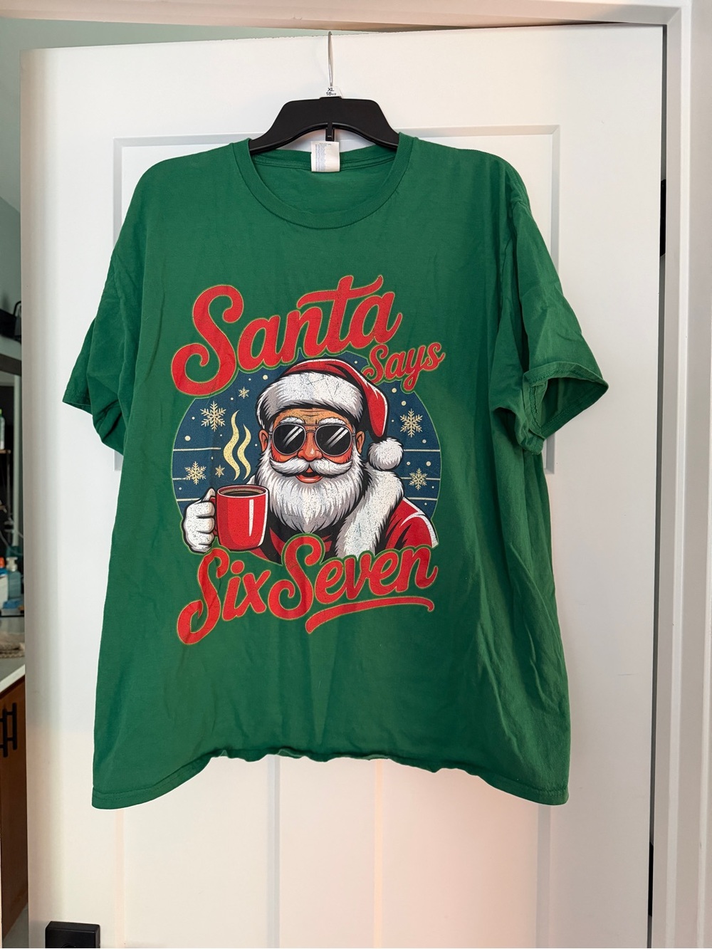 PORT & COMPANY Green 'Santa Says Six Seven' Graphic Tee-Size XL